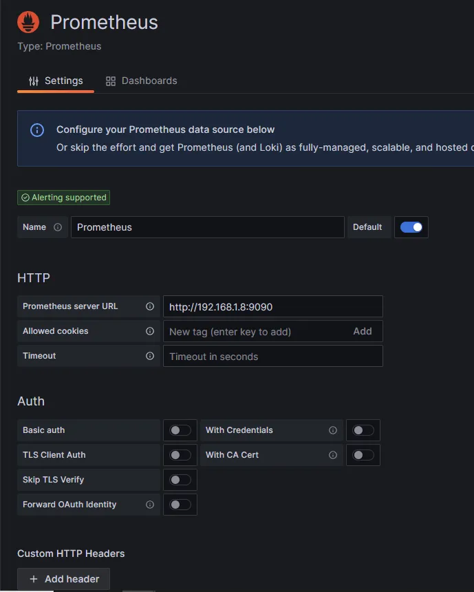 select prometheus for grafana